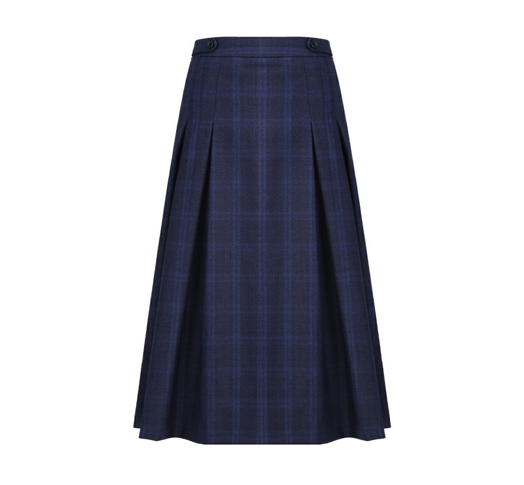 REHMAI Navy Check Wool Skirt, view 5 of 6