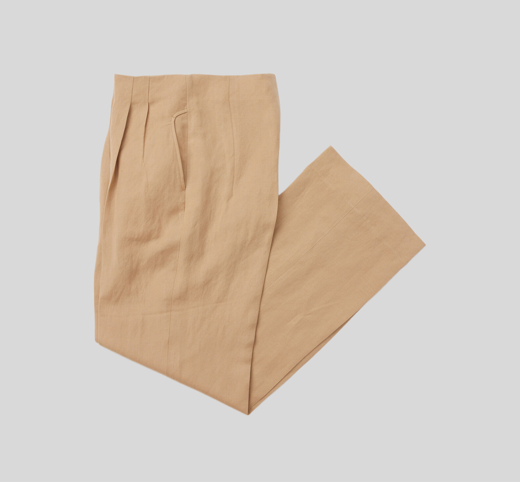 REHMAI Camel Linen Trousers, view 5 of 5