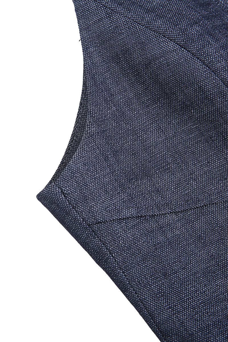 REHMAI Navy Tencel Waistcoat, view 4 of 5