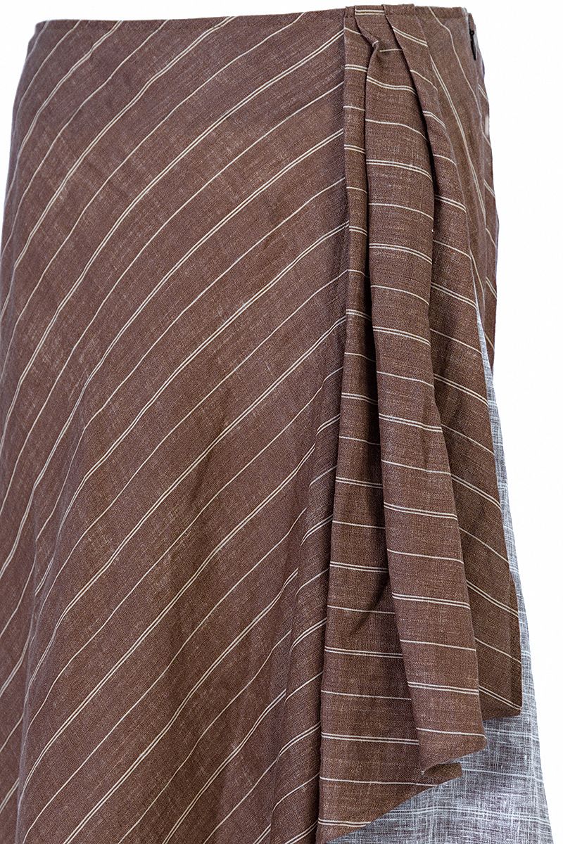 REHMAI Brown Stripe Linen Skirt, view 4 of 6