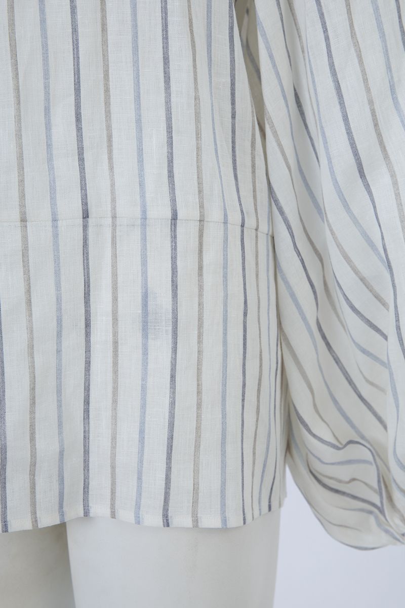 REHMAI Brown Stripe Linen Shirt, view 5 of 6