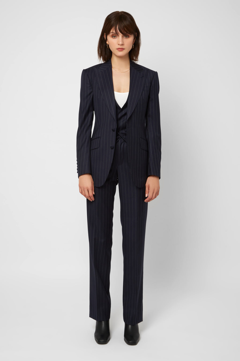 REHMAI Own It, Slay It Navy Pinstripe Blazer, view 2 of 8