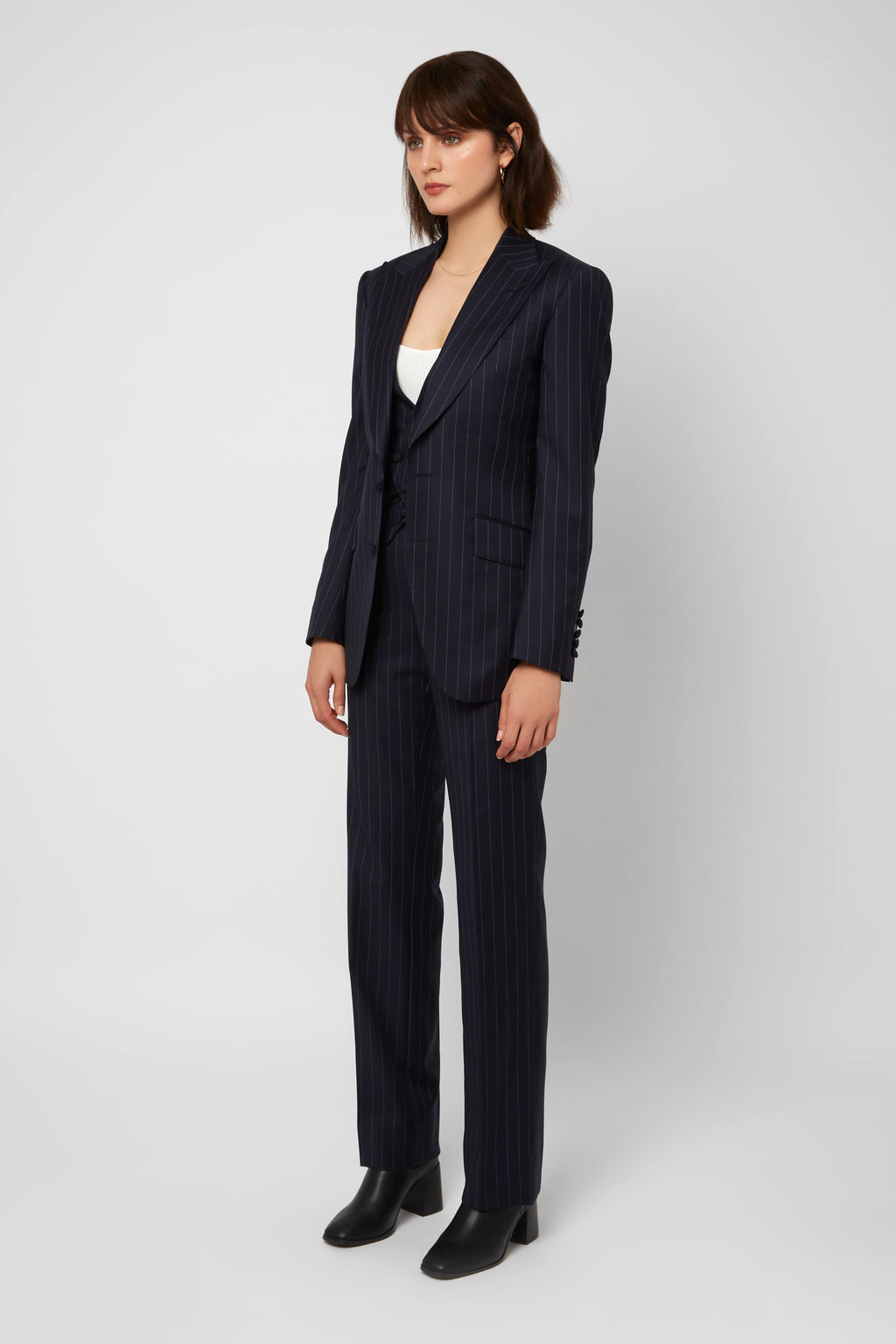 REHMAI Own It, Slay It Navy Pinstripe Blazer, view 3 of 8
