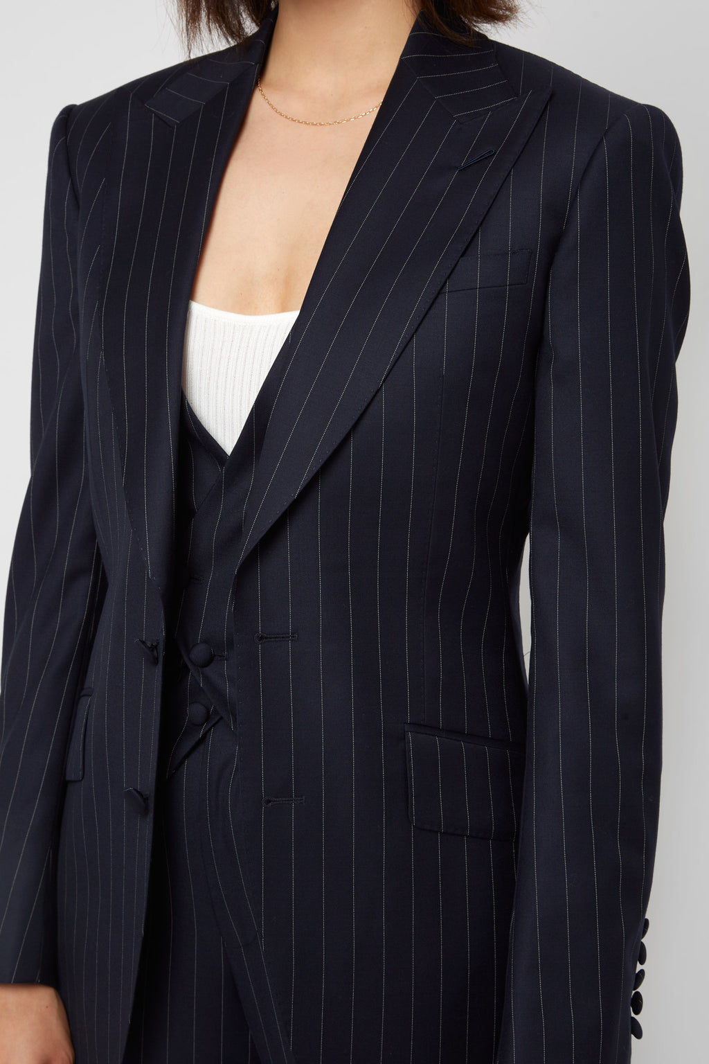 REHMAI Own It, Slay It Navy Pinstripe Blazer, view 5 of 8
